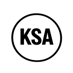 Black 'KSA' logo on a white background