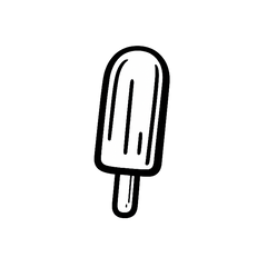 Black and white illustration of a popsicle on a white background