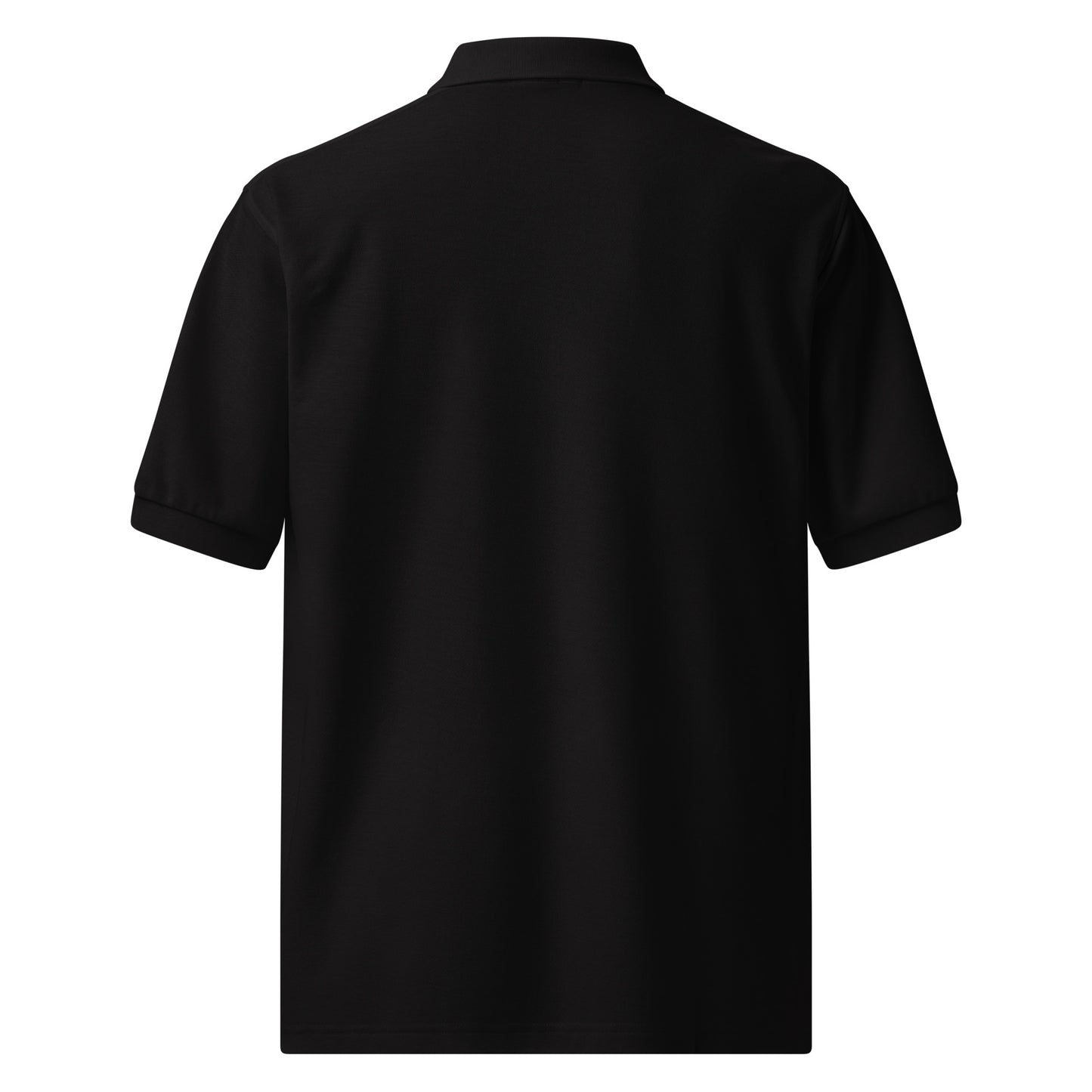 Feel Happy Polo — black pique polo with white popsicle embroidery on the left chest (view 2)