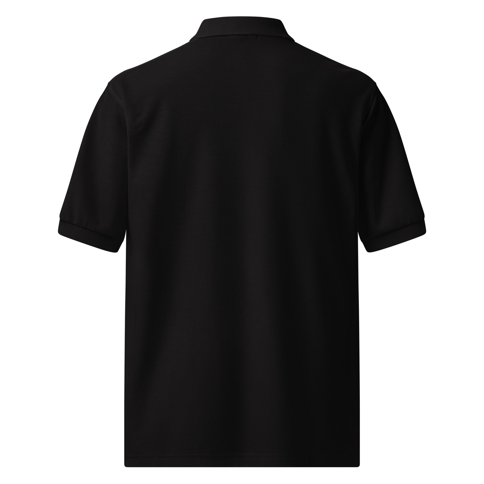 Feel Happy Polo — black pique polo with white popsicle embroidery on the left chest (view 2)