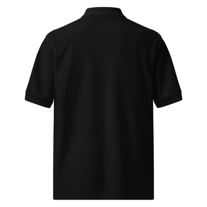 Feel Happy Polo — black pique polo with white popsicle embroidery on the left chest (view 2)